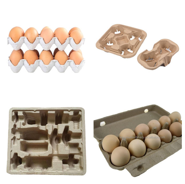 Semi Automatic 20kw 700pcs Per Hour Egg Tray Machine EggTray Production Line For Making Egg Trays Egg Cartons Shoes Trays Apple Trays with Customized Aluminum molds 